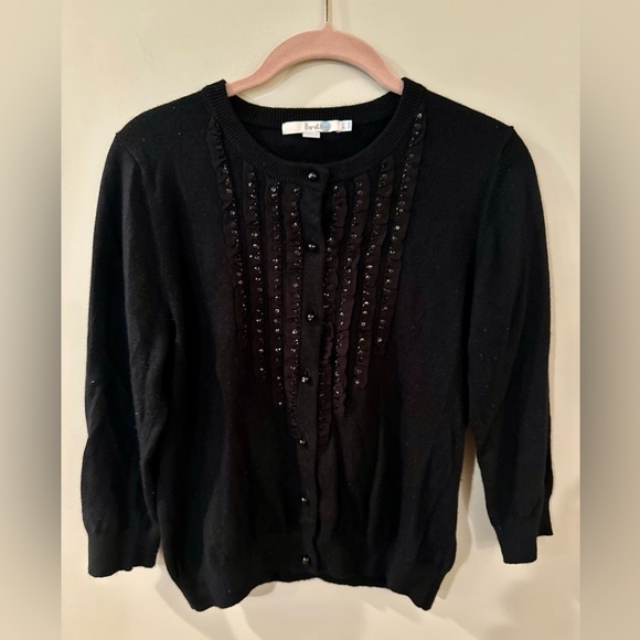 Boden Cashmere/Angora/Cotton Blend Black Beaded Cardigan - Picture 1 of 5